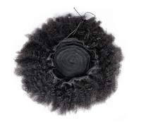xiuling4568 Peluca de cabello humano afro de 10 pulgadas con cordón para mujer negra, cola de caballo rizada, suave y lisa, extensiones de cabello (color negro)