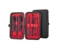 xiuling4568 Set de manicura Profesional con Estuche de Piel Negra, Kit de pedicura, Tijeras for uñas, Kit de higiene, Acero Inoxidable, 7 Piezas, 15 Piezas, 20 Piezas(7pcs)