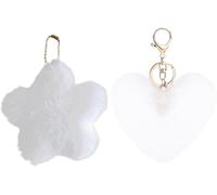XIUNYIE 2 Unidades Llavero Angel Cálido Corazón Ros Estrella para Mujeres Niñas Suave Peluche Colgante Bolso Mochila Adorno Dulce Amor, Blanco