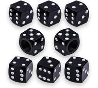 XIUNYIE Juego de 4 Tapones de Válvula Estilo Dado para Neumáticos, con Anillo de Goma, de Aleación de Aluminio Antipolvo para Coches, SUV, Camiones, Motos y Bicicletas, Dados-Negro, 8 PCS