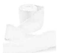 XIUPO Cinta de Lino y algodón Hecha a Mano con Bordes deshilachados de 4CM x 5M para Ramo de invitación de Boda, Paquete de Flores, Paquete de Regalo Nupcial, decoración