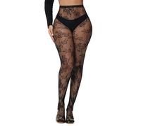 XIUSEMY Medias Sexis de Red para Mujer, Medias Estampadas Negras de Encaje Hasta el Muslo