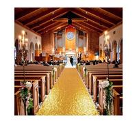 XIUsheUA Alfombra Pasillo Boda Camino de Pasillo con Lentejuelas, Alfombra for Nupcial al Aire Libre, for Ceremonia Boda para Boda Ceremonia Iglesia Exterior(Gold,300cm-10ft,125cm-4ft)