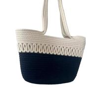 XIUsheUA Kits de Tejido, Bolso de Playa de Tela Caqui, Gran Capacidad, Hecho a Mano, Paja, Bolsa de Ocio for Vacaciones de Verano, Bolsos de Mujer, Bolsas de Compras para Playa, Excursiones(F)