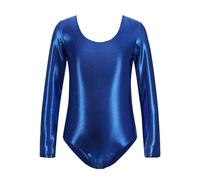 XIUsheUA Maillot de Danza Body de Gimnasia Transpirable for niñas de Color sólido Ropa de Baile de Ballet Brillante Colorida de Manga Larga Maillot Danza Mujer(Dark Blue,130)
