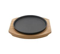 XIUsheUA Placa de hierro para filetes Plato de carne hierro fundido, plato Teppanyaki, pasta for barbacoa casera con tabla madera, vajilla artística(Color 1,20cm)