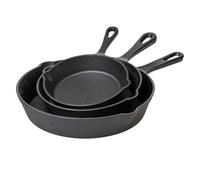 XIUsheUA Placa de hierro para filetes Sartén de hierro fundido negra 3 piezas for freír, cocinar y saltear alimentos, antiadherentes, for tortillas