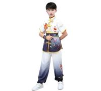 XIUsheUA Ropa Tradicional de Tai Chi Kung Fu, Conjunto Informal for niño, Wushu, Mujeres, Hombres, actuación, Traje Tang for niña para Tai Chi, Artes Marciales(Short Black,160)