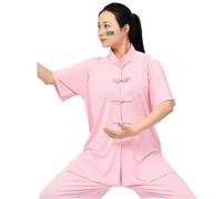 XIUsheUA Traje Tradicional de Uniforme de Tai Chi Kung Fu, Ropa de Wushu, Traje de Ejercicio cómodo Unisex de Manga Larga/Corta para Tai Chi, Artes Marciales(Dark Pink,L)
