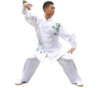 XIUsheUA Uniformes Tradicionales de Tai Chi Kung Fu for niños y Adultos, Trajes de Baile de satén, Traje de Gimnasia matutina Wushu para Tai Chi, Artes Marciales(White 1,165cm)