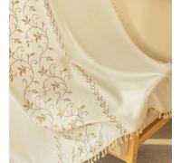 XIUWOUG 1Panel de Lino con borlas,Cortina Bordada con Estampado de Flores,Cortina Semitransparente con Bolsillo para Ventana,Panel para Dormitorio y Sala de Estar,C,140cm×220cmL1P