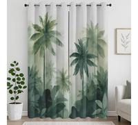 XIUWOUG Cortinas Opacas para Dormitorio, Aislantes Térmicas, con Estampado de Plantas Tropicales, 2 Paneles - Cortinas Estampadas para la decoración del salón,Z3,200x260H cm (2 Panels)