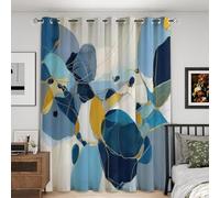 XIUWOUG Cortinas Opaque Formas Irregulares Azules Estampadas Salón, Cortina Térmica con Ojales, Decoración Dormitorio Ventana, Lote de 2 Cortinas Interiores,J,160x350H cm (2 Panels)