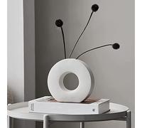 XIUWOUG Jarrones Redondos de cerámica, jarrón Donut para el hogar Decoración Jarrón de Mesa Deco nórdico Jarrones de Mesa Boho,Blanco
