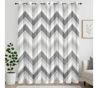 XIUWOUG Tenda con Motivo Ondulato Grigio, Tende Termiche con Occhielli per Camera da Letto e Soggiorno, Tenda Oscurante, L 117 x H 137, 2 Pezzi, Decorazione Casa,R,140x350H cm (2 Panels)