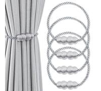 Xiuyer Alzapaños Cortinas, 4 Piezas Recoge Cortinas, Alzapaños de Cortina Magnéticos, Sujeta Cortinas, Lazos Cuerda Cortina, para la Decoración de la Ventana del Hotel Home Office(Gris)