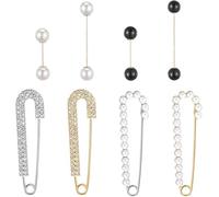 Xiuyong 8 piezas para mujer, broche y clip de chal, broche de perlas de cristal artificial, clip de seguridad para tensor de cintura, adecuado para accesorios de decoración de ropa como vestidos,