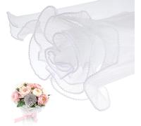Xiuyong Weiße Blumen Verpackung Netzpapier 4 Yard Perlen Spitze Netz Wasserdicht Blumensträuß Verpackung Falten Banda transparente para decoración de fiestas Blumenhändler Zubehör DIY Handwerk