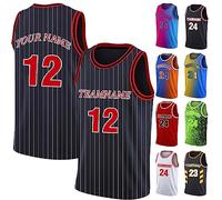 Xiuyours Camiseta Baloncesto Personalizada Nombre Número para Hombre Niño, Camisetas Gym Tirantes Personalizable Baloncesto Regalos Originales, S~4XL