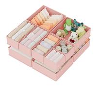 XIVIRACK Juego de 10 Organizador Cajones Cajas Almacenaje Plegables de Tela Para Guardar Ropa, Organizadores de Cajones No Tejidos, Calcetines, Ropa Interior, Rosa