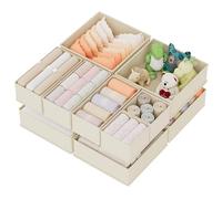 XIVIRACK Juego de 10 Organizador Cajones Cajas Almacenaje Plegables de Tela Para Guardar Ropa, Organizadores de Cajones No Tejidos, Calcetines, Ropa Interior, Beige