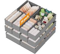 XIVIRACK Juego de 20 Organizador Cajones Cajas Almacenaje Plegables de Tela Para Guardar Ropa, Organizadores de Cajones No Tejidos, Calcetines, Ropa Interior, Gris