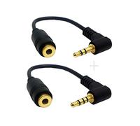 xiwai 1 juego de cable de extensión de audio estéreo de 3/4 polos de 90 grados en ángulo recto de 3,5 mm macho a hembra