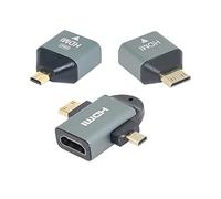 xiwai 3 unids/Set Micro y Mini HDMI a HDMI Compatible 1.4 Adaptador Combinado 2 en 1 Hembra 4K @ 60hz
