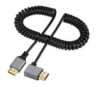 xiwai 4K 60Hz HDMI 2.0 macho a HDMI macho, cable elástico en espiral en ángulo recto conector de 90 grados para monitor HDTV computadora portátil