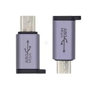 xiwai Adaptador de datos USB-C USB2.0 tipo C hembra a micro mini USB macho de 480 Mbps con agujeros de cadena, 2 unidades/lote