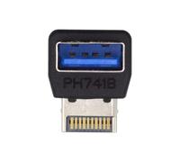 xiwai Adaptador de encabezado de Panel Frontal USB 3.1, Macho Tipo E a Hembra Tipo A USB 3.0, convertidor de Datos en ángulo de 90 Grados para Placa Base.