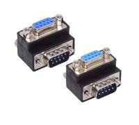 xiwai Adaptador de extensión de Puerto Serie (2 Unidades, DB9P, ángulo de 90 Grados, hacia Abajo y hacia Arriba), Conector D-Sub de 9 Pines RS232 Macho a Hembra