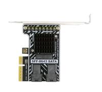 Xiwai Adaptador PCI Express 4X a SATA Dual SFF-8643 | Placa base PCI-E 4.0 con conectores serie duales MiniSAS SFF-8643 y 8 puertos SATA de 6 Gbps para unidades de disco