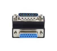 xiwai Adaptador serie DB15 D-SUB RS232 de 15 pines adaptador D-subminiatura macho a hembra con tuercas de tornillo Conector DB hacia abajo 90 grados en ángulo