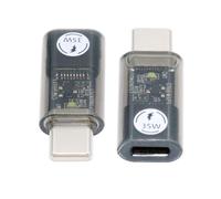 xiwai Adaptador transparente USB-C tipo C macho a 8P hembra con luz LED de 35 W de potencia y 480 Mbps, cargador convertidor compatible con iPhone 15, Android y tableta