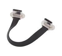 xiwai Cable de datos USB 2.0 corto de 2,76 pulgadas, ultrafino, plano, USB-C tipo C a USB-C, conector de alimentación de doble ángulo, carga rápida de 65 W para portátil, enchufe plateado