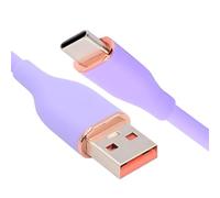 xiwai Cable de datos USB-A a USB-C de silicona líquida ultrasuave, tipo A, 15 W, color morado, carga rápida, para portátil, tableta, teléfono, 200 cm