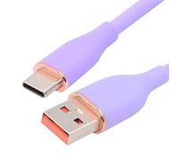 xiwai Cable de datos USB-A a USB-C de silicona líquida ultrasuave, tipo A, 15 W, color morado, carga rápida, para portátil, tableta, teléfono, 100 cm