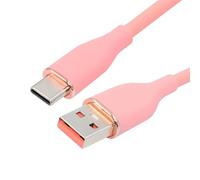xiwai Cable de datos USB-A a USB-C de silicona líquida ultrasuave, tipo A, 15 W, color rosa, carga rápida, para portátil, tableta, teléfono, 200 cm