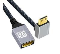 xiwai Cable de extensión corto tipo C mini HDMI 2.1 8K en ángulo de 90 grados a HDMI hembra, HDTV para cámara DV, portátil, monitor de 17 cm