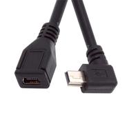 xiwai Cable de extensión mini B USB de 5 pines macho a hembra tipo B de 90 grados en ángulo izquierdo, cable de carga de 30 cm para cámara GPS