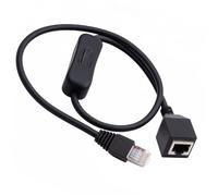 xiwai Cable de extensión RJ45 macho a hembra CAT6 8P8C STP UTP con interruptor Singal 304 de encendido/apagado, cable de conexión de red LAN Ethernet, 60 cm