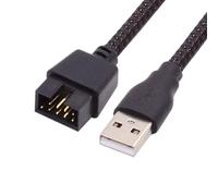 xiwai Cable de extensión USB 2.0 tipo A macho a placa base interna de 9 pines de 10 pines con funda de 20 cm extensible