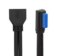 xiwai Cable de extensión USB 3.0 en ángulo izquierdo de 5 Gbps, 20 pines, 19 pines, macho a hembra, para placa base, 24 cm