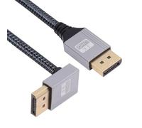 xiwai Cable DP a DP en ángulo ascendente 4K 60Hz 90 grados DisplayPort Cable Silver Sleeve Ultra-HD UHD para computadora de escritorio, portátil, monitor tarjeta gráfica, 2 m