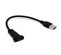 xiwai Cable hembra tipo C USB-C USB 3.1 tipo C hembra a USB 3.0 A macho, cable de datos de 20 cm con agujero para tornillo de montaje en panel