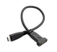 xiwai Cable hembra tipo C USB-C USB 3.1 tipo C macho a hembra, cable de datos de extensión con agujero para tornillo de montaje en panel