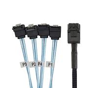 Xiwai Cable interno Mini SAS SFF-8643 de host a 4 destinos SATA en ángulo de 6 Gbps para servidor de datos, 1 m