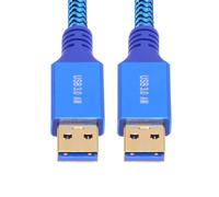 xiwai Cable trenzado de extensión USB 3.0 tipo A macho a USB 3.0 macho a USB 3.0 macho de 5 Gbps, color azul, para disco SSD y datos de cámara, 0,3 m