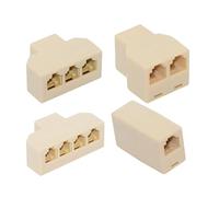 xiwai Divisor de línea telefónica RJ11, 1 Entrada, 2 Salidas, 1 a 3, 1 a 4 Salidas, 6P4C, Conector RJ12, Adaptador y Extensor Modular telefónico, Paquete de 4
